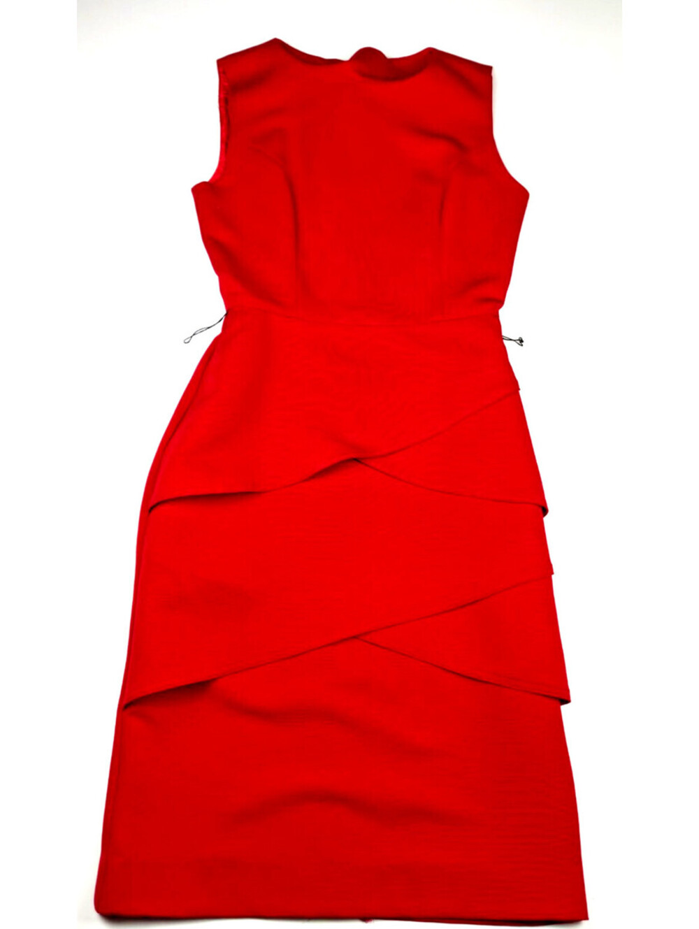David Warren New York Red Tiered Sheath Dress Black Belt Size 6 Vintage